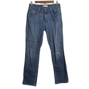 Levi's Womens Dark Wash Stretch 505 Straight Leg Mid Rise Jeans Size 6